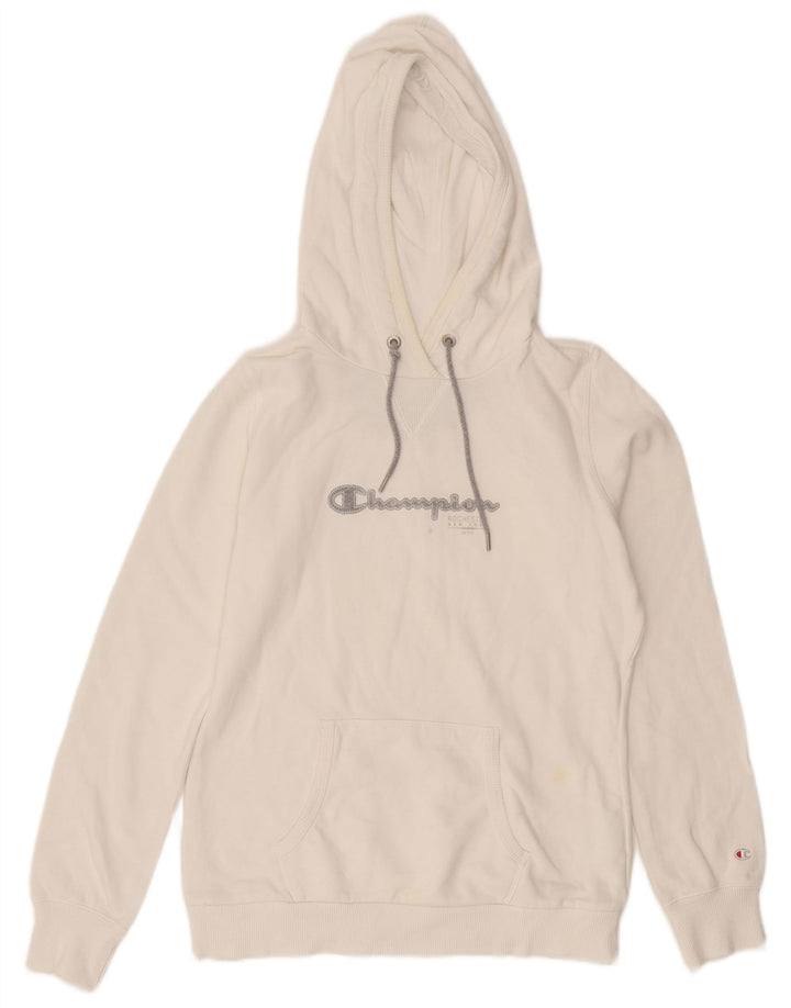 CHAMPION Suéter com capuz gráfico feminino Heritage Classics Reino Unido 14 médio branco