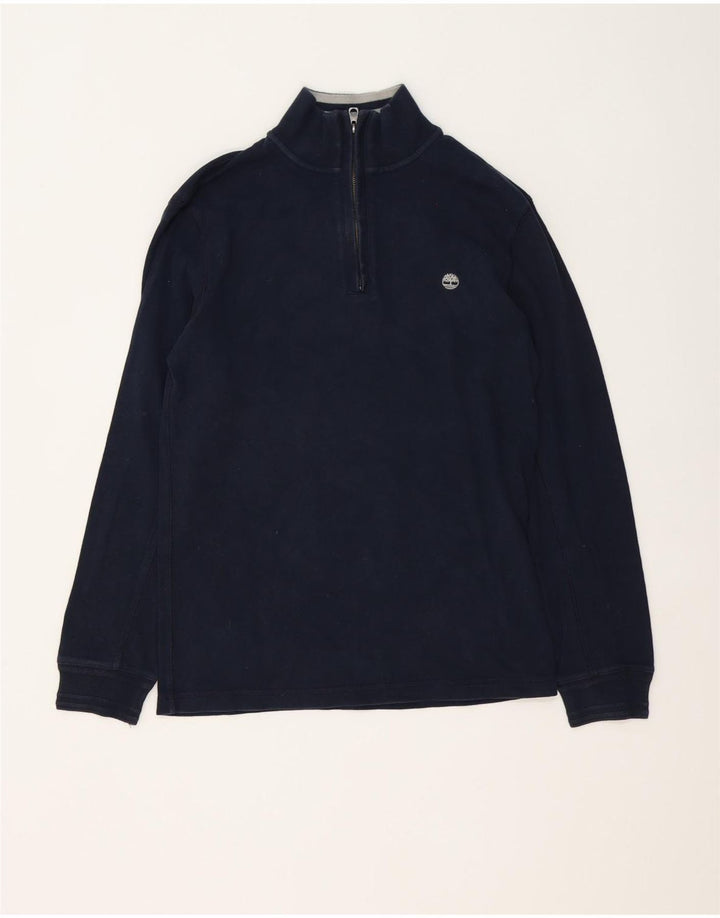 Moletom masculino Timberland com zíper e gola pequena algodão azul marinho