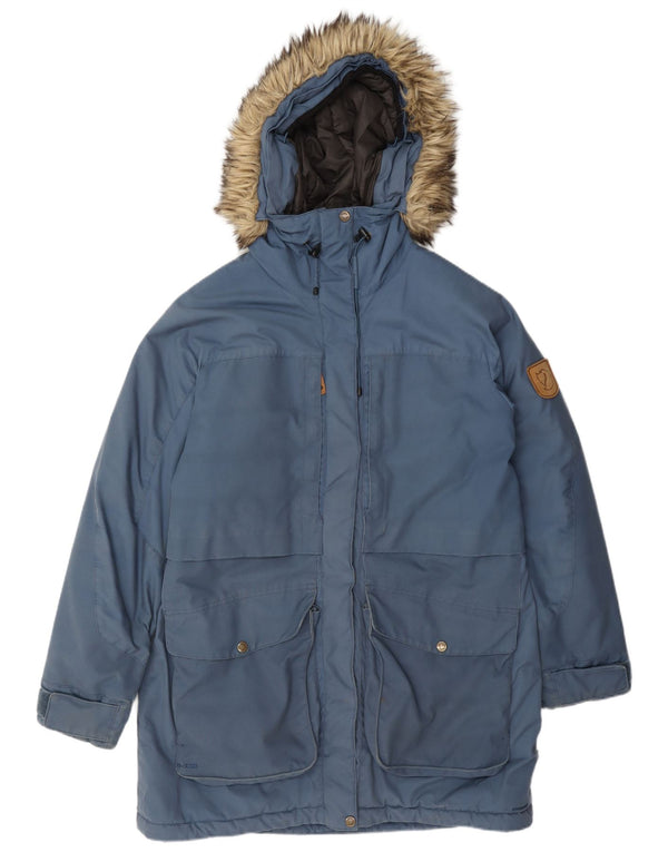 Jaqueta parka feminina com capuz Fjall Raven Reino Unido 16 grande azul poliamida