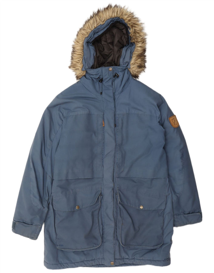 Jaqueta parka feminina com capuz Fjall Raven Reino Unido 16 grande azul poliamida