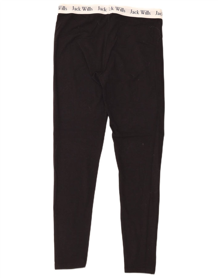 JACK WILLS Leggings femininas gráficas UK 12 algodão colorblock preto médio