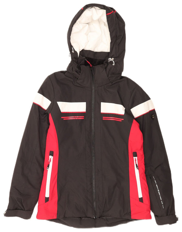 Jaqueta de chuva masculina com capuz gráfico AST UK 34 XS preto colorblock poliéster