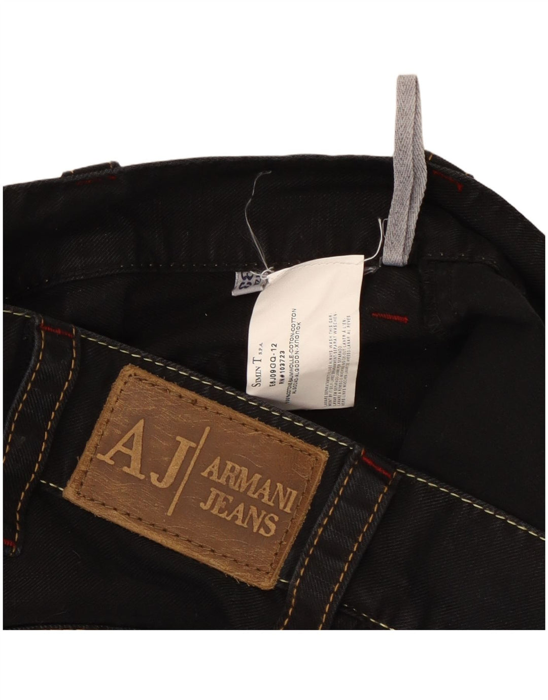 ARMANI Calça jeans feminina solta W33 L33 algodão preto