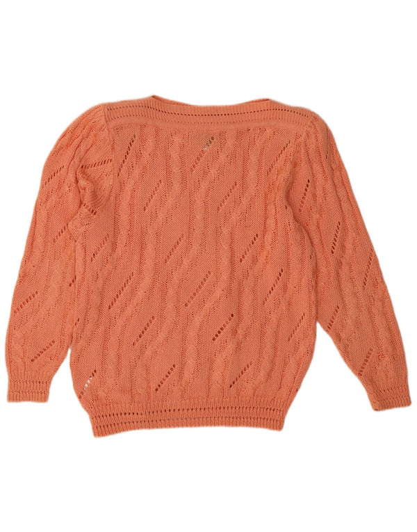 Suéter feminino vintage com gola canoa e gola redonda IT 42 laranja médio