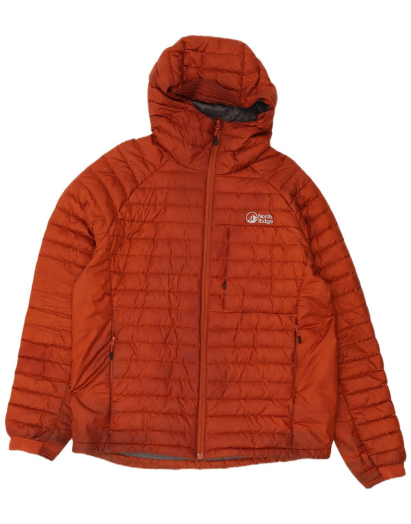 Jaqueta acolchoada com capuz masculina North Ridge UK 40 poliéster marrom grande