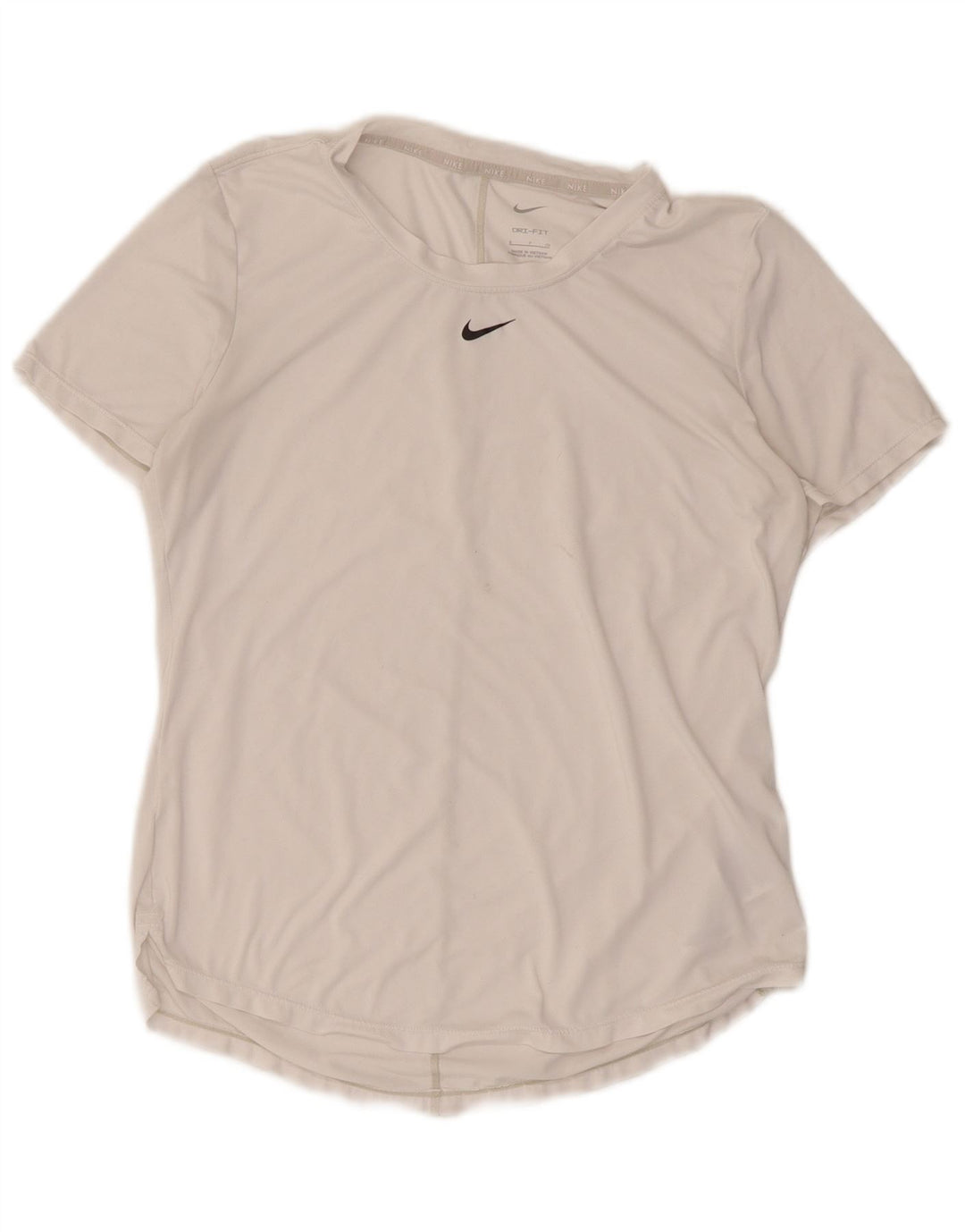 Camiseta feminina Nike Dri Fit Top UK 10 pequena poliéster branca