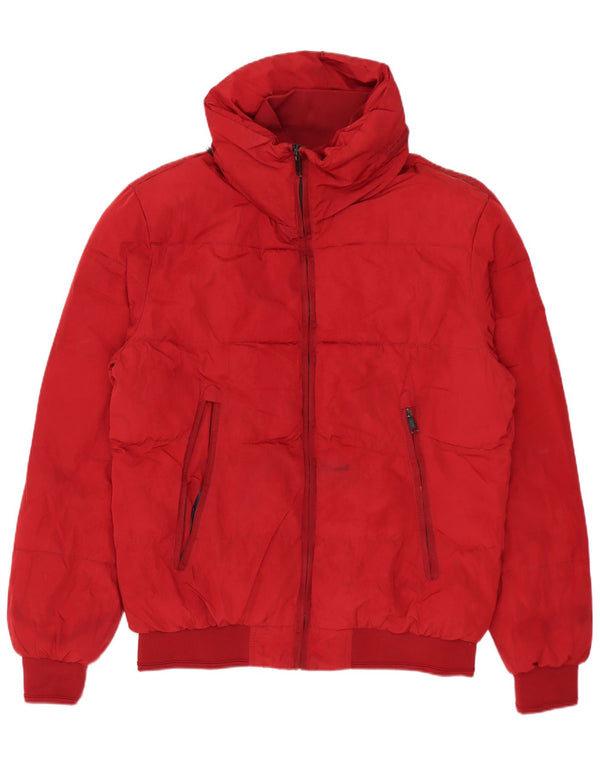 Jaqueta acolchoada masculina ZARA UK 40 grande poliéster vermelho
