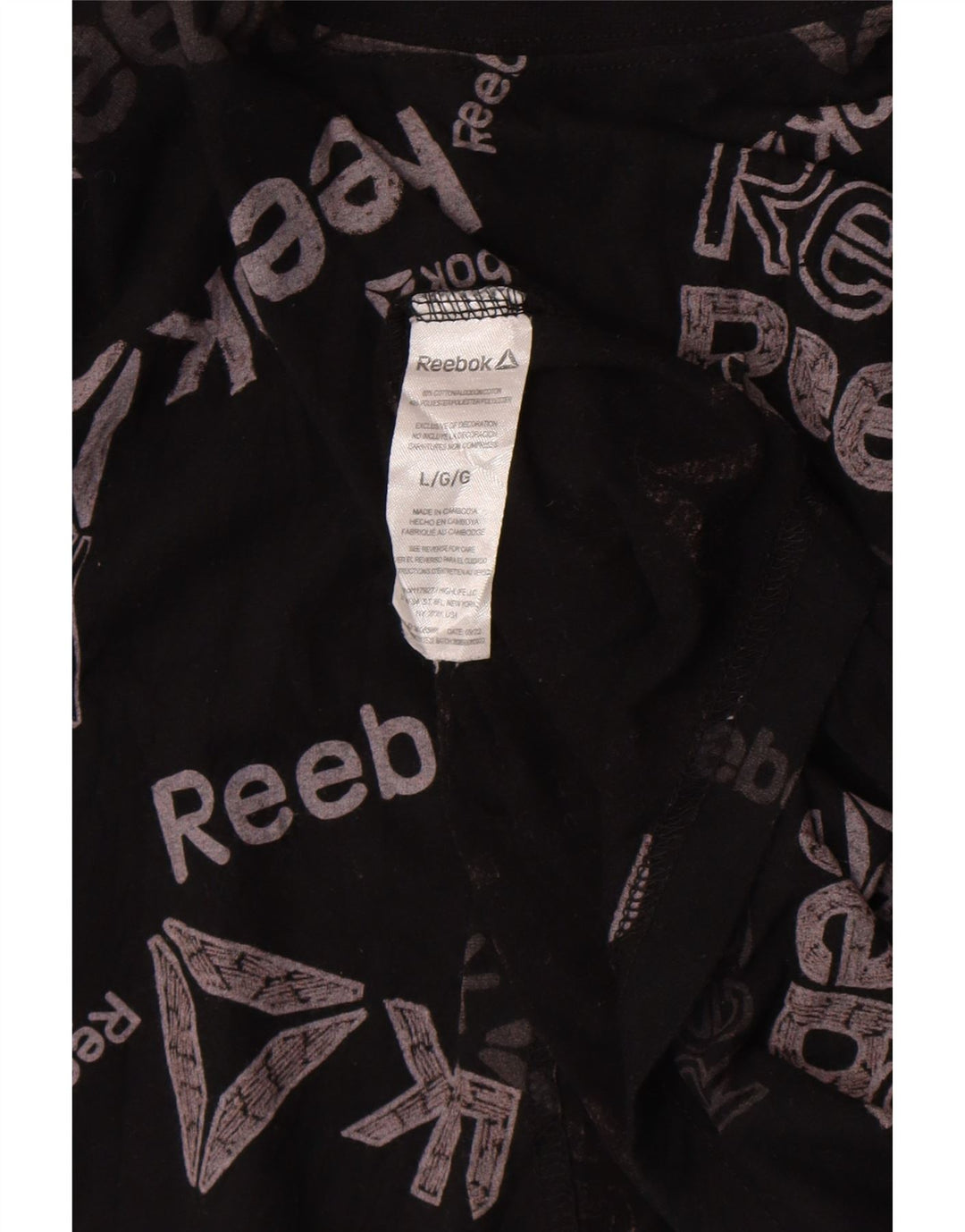 Reebok Mens Graphic T-Shirt Top Grande Algodão Preto