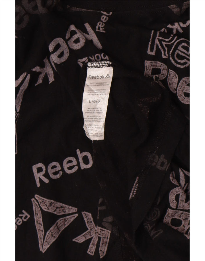 Reebok Mens Graphic T-Shirt Top Grande Algodão Preto