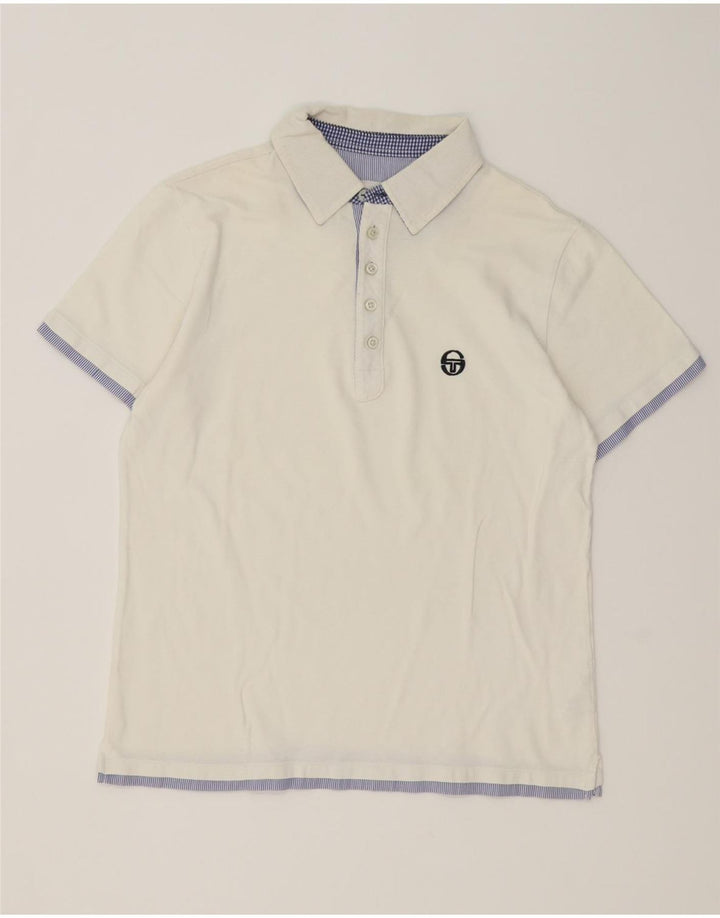 Camisa polo masculina Sergio Tacchini grande algodão listrado branco