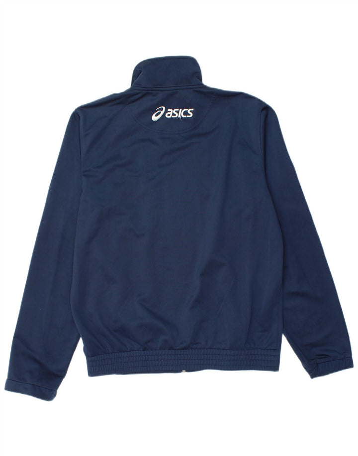 Asics Mens Tracksuit Top Jacket Pequeno Azul Marinho Colourblock Poliéster