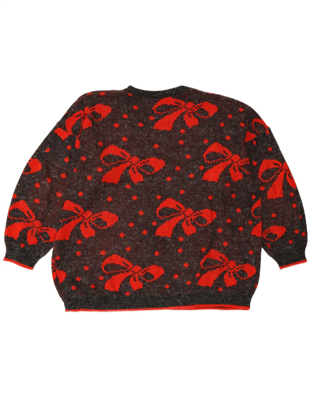 Suéter feminino VINTAGE com gola redonda grande, Reino Unido 22 3XL, bolinhas cinza