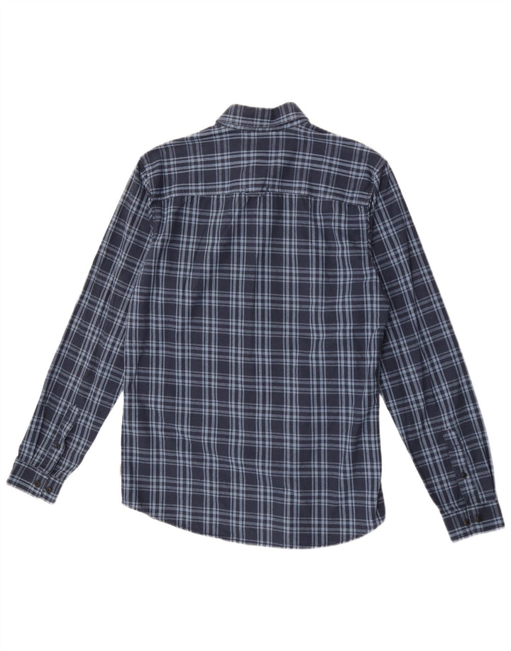 Camisa masculina de flanela Jack & Jones Slim Fit média xadrez azul marinho
