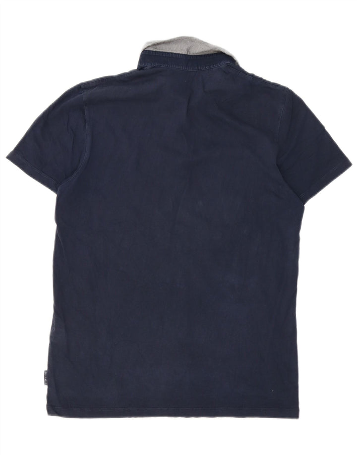 Camisa polo masculina Ted Baker tamanho 3 médio algodão azul marinho