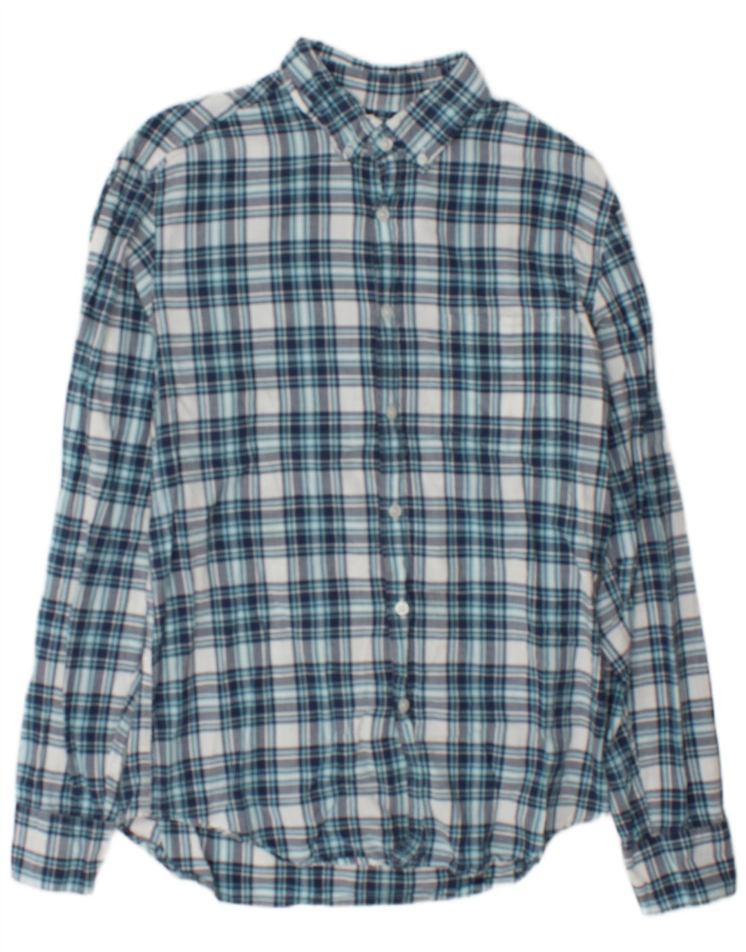 Camisa masculina de flanela J. Crew algodão xadrez azul médio