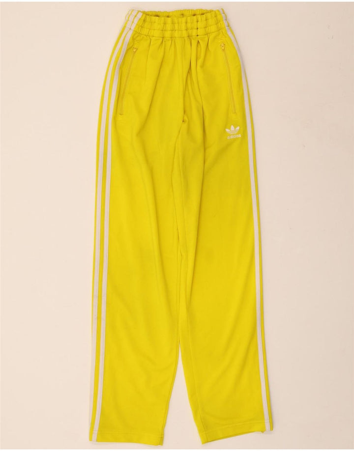 Calças de treino femininas ADIDAS UK 8 pequeno poliéster amarelo