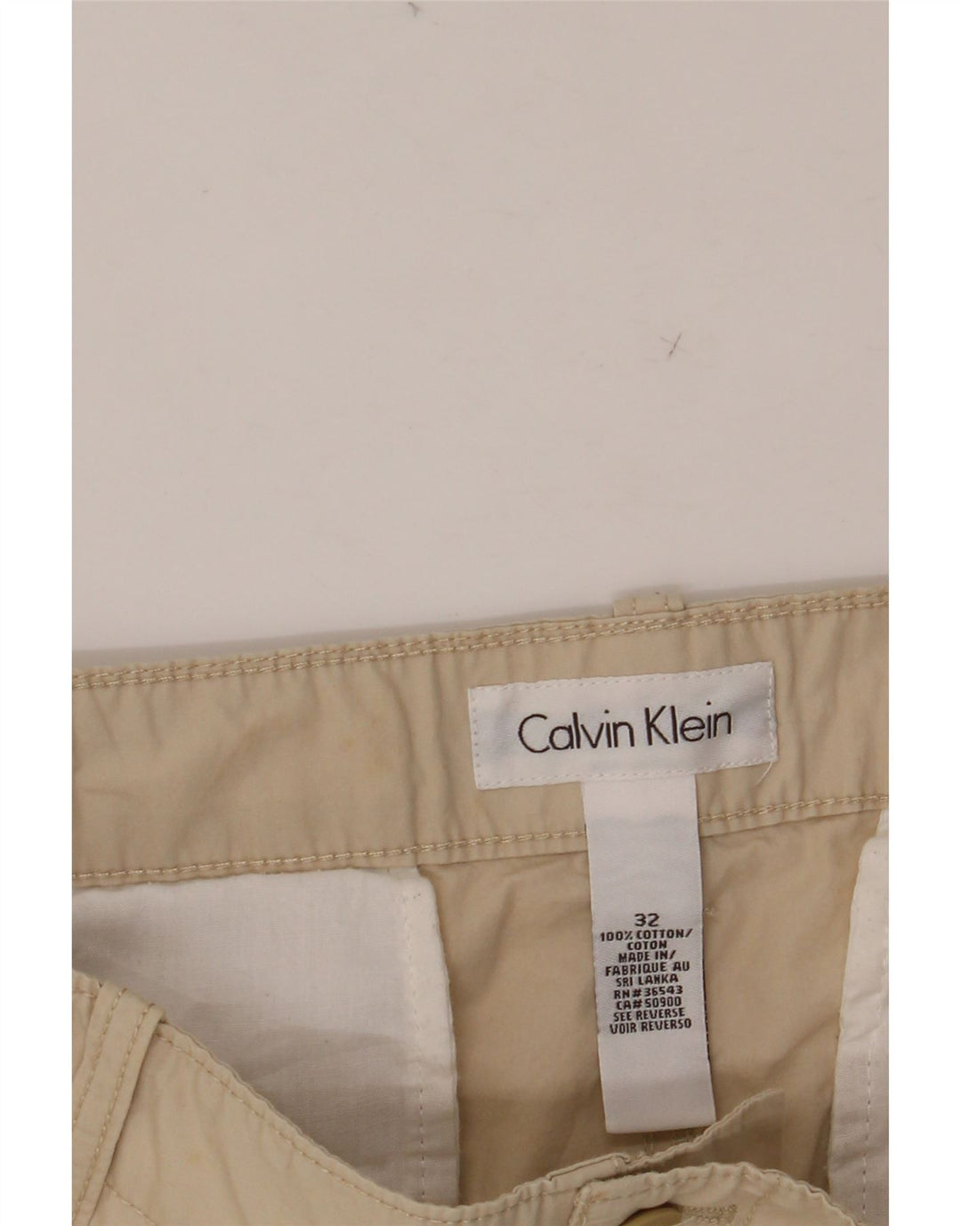 CALVIN KLEIN Mens Chino Shorts W32 Algodão Bege Médio