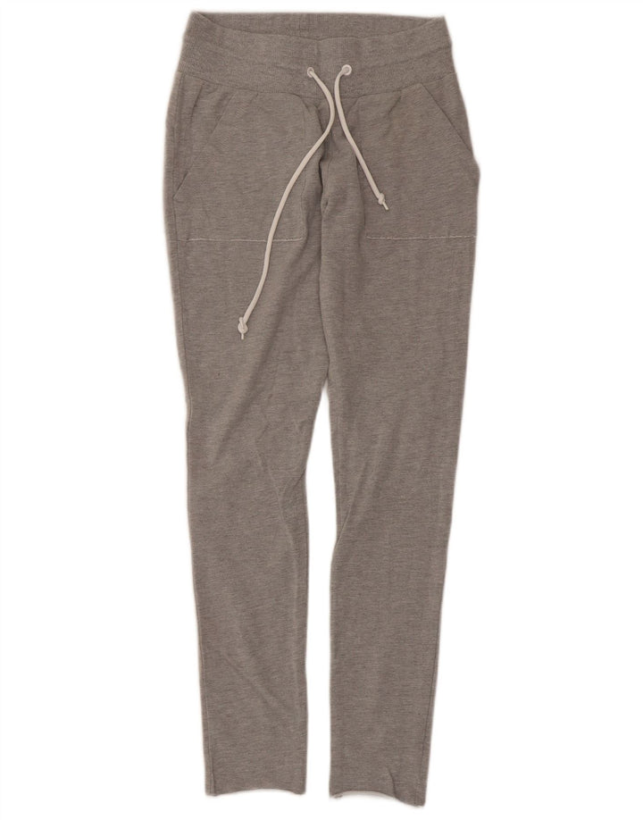Calça de treino feminina Adidas UK 8/10 pequena cinza manchada de poliéster
