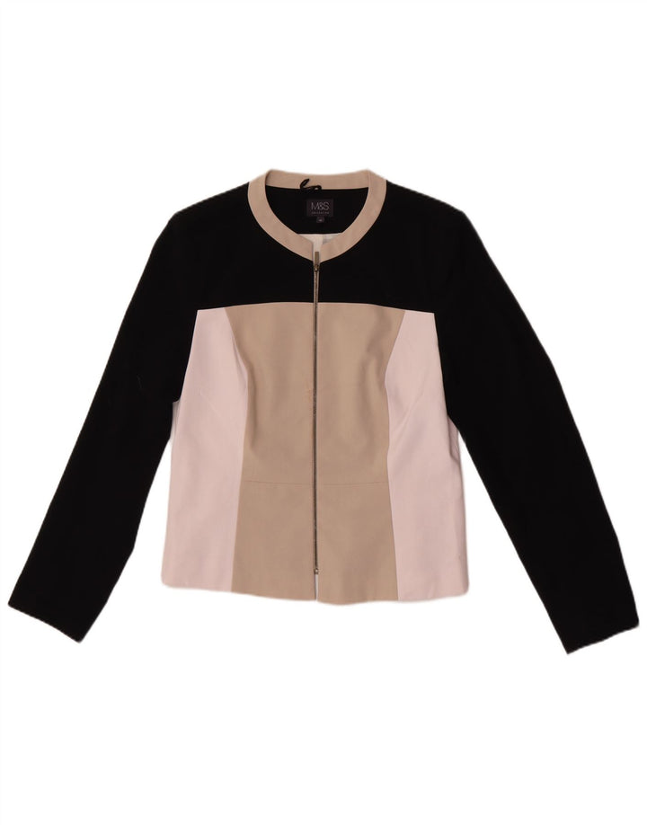 Jaqueta bomber feminina Marks & Spencer Reino Unido 12 bloco colorido bege médio