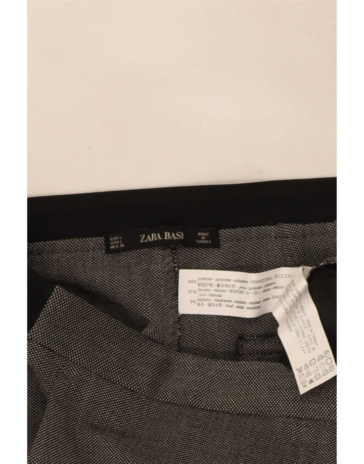 Calça feminina Zara Slim Suit grande W30 L28 cinza colorblock poliéster