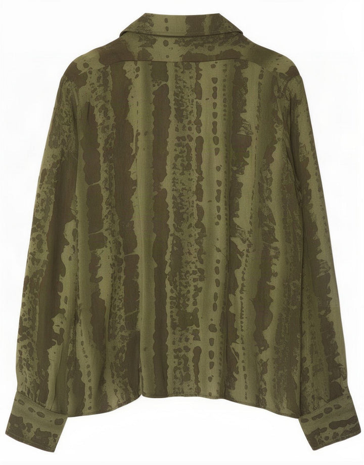 Camisa feminina vintage com padrão abstrato Reino Unido 16 grande verde