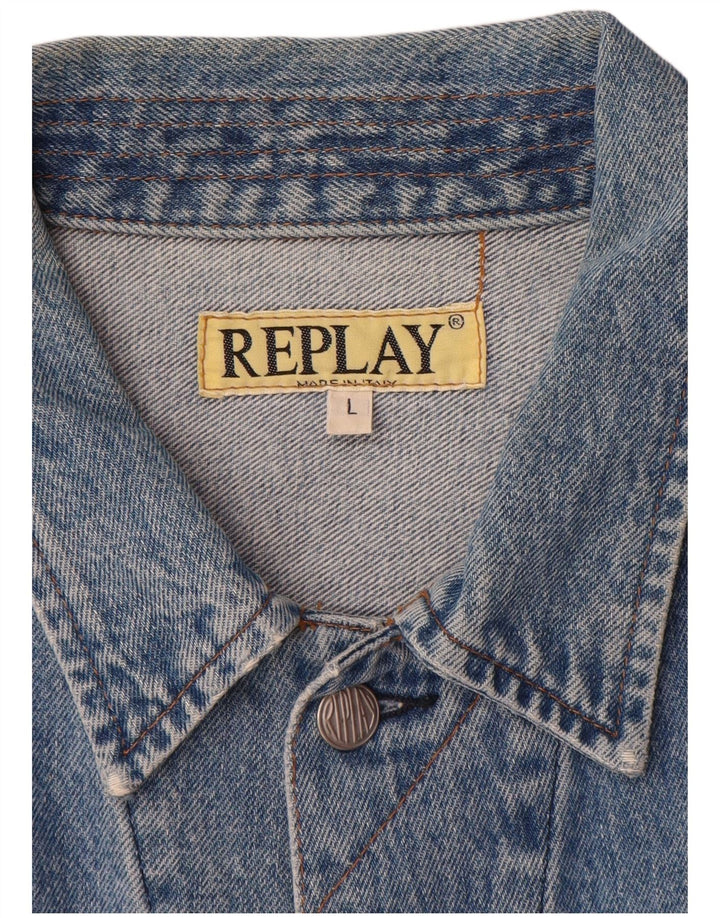 Jaqueta jeans masculina Replay UK 40 grande algodão azul
