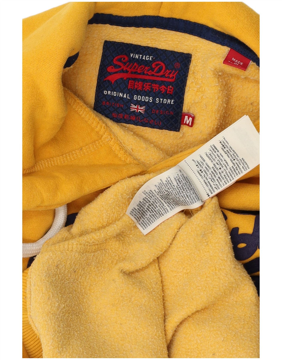 Superdry moletom com capuz masculino gráfico médio algodão amarelo