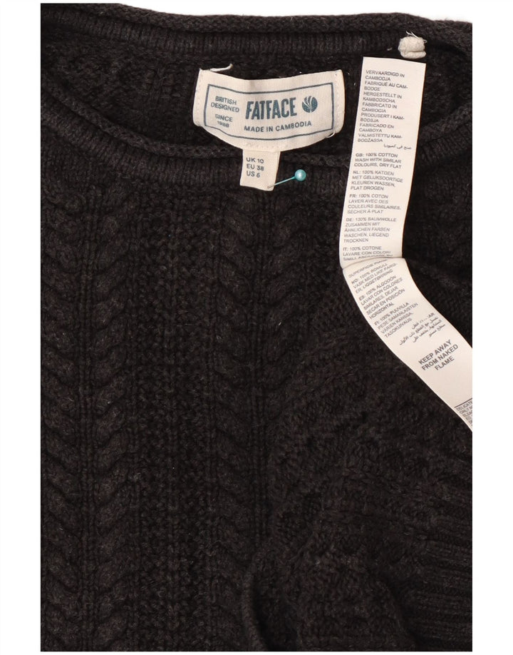 Suéter feminino Fat Face cropped grande com gola redonda Reino Unido 10 pequeno cinza