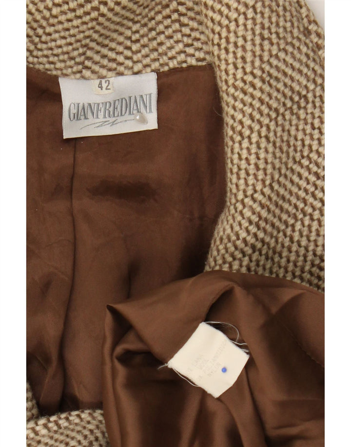 Jaqueta blazer feminina Gianfrediani com peito duplo IT 42 lã marrom médio