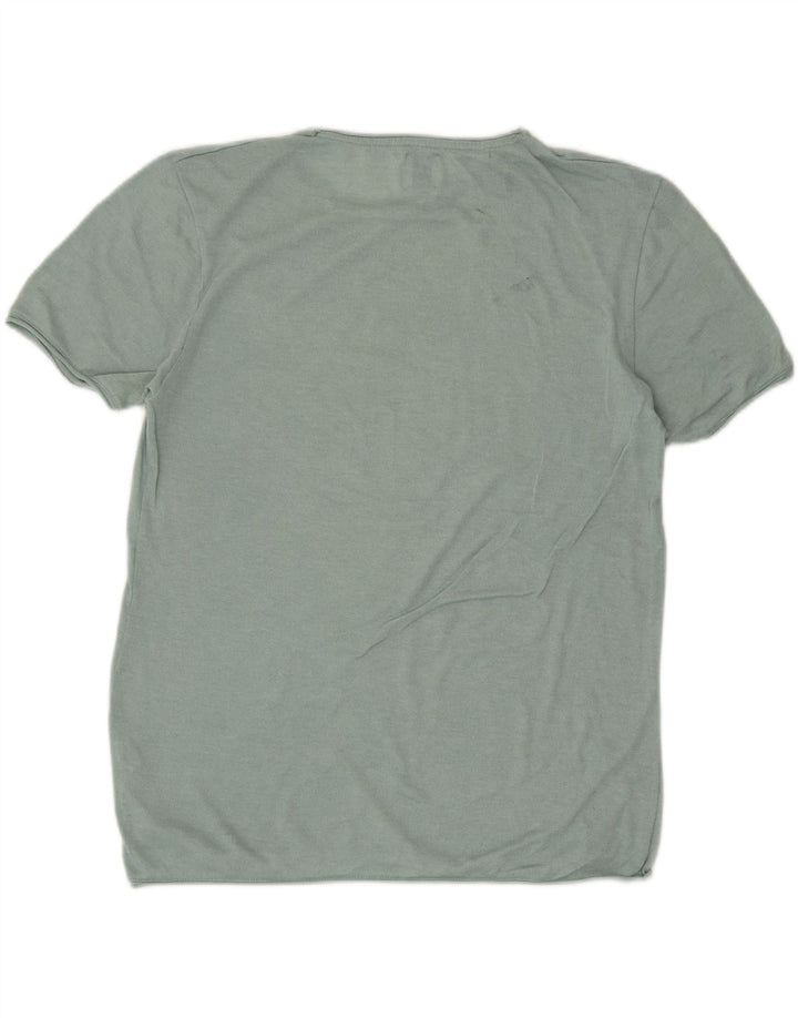 Camiseta masculina Zara Top grande algodão verde