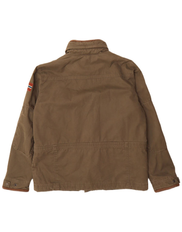 Jaqueta utilitária masculina Napapijri Geographic UK 42 XL algodão cáqui