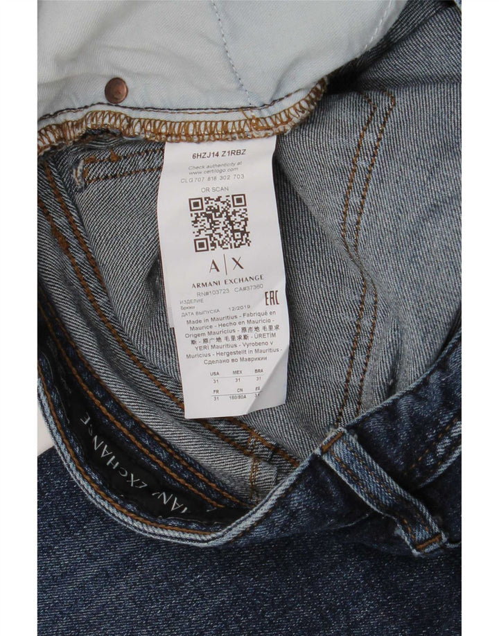 Armani Exchange Mens Slim Jeans W31 L31 Azul Marinho Algodão