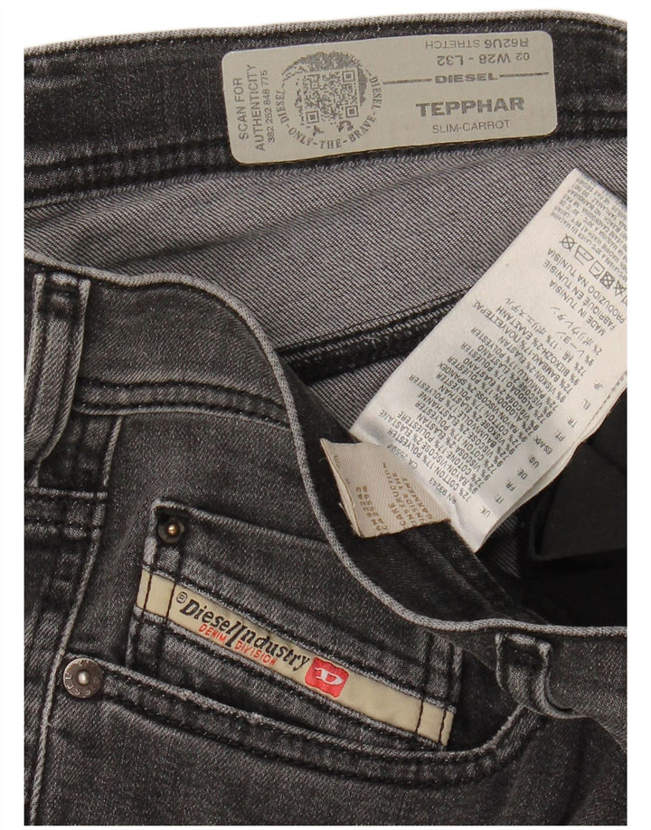 DIESEL Feminino Tepphar Distressed Carrot Slim Jeans W28 L32 Algodão Cinza