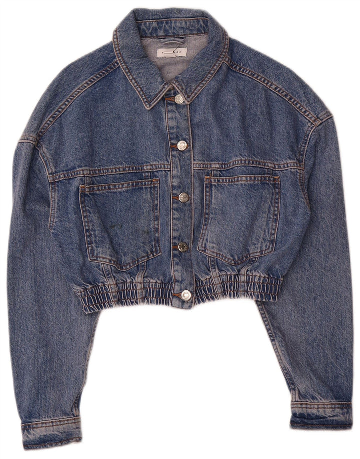 Jaqueta jeans feminina Topshop UK 8 pequena azul