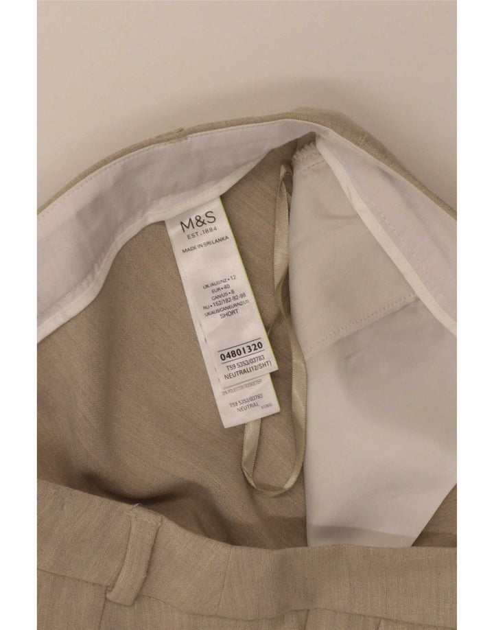Calças cortadas femininas Marks & Spencer UK 12 médio W32 L25 bege