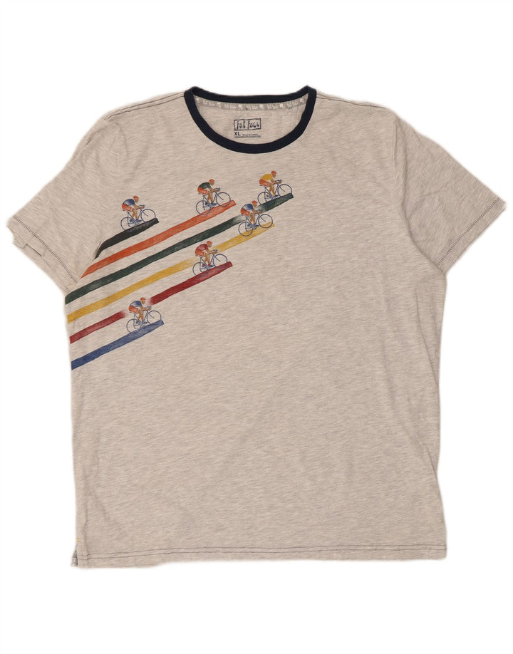 Camiseta gráfica masculina Fat Face Top XL algodão cinza