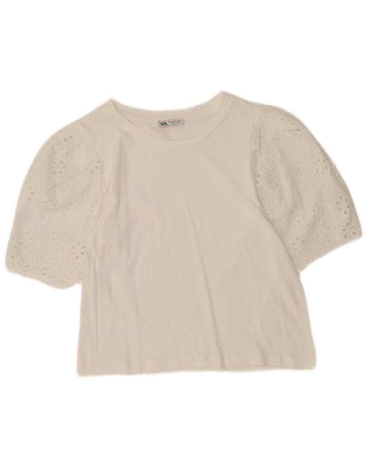 Blusa feminina Zara Top UK 10 pequena branca