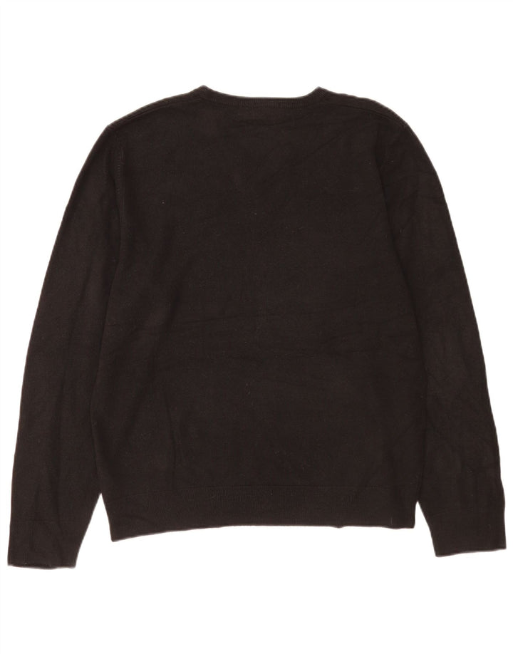 Suéter masculino Marks & Spencer com decote em V grande acrílico preto