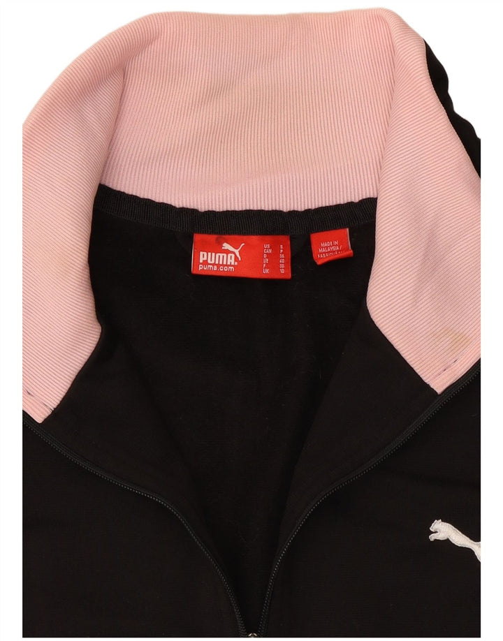 Puma Womens Crop Tracksuit Top Jacket UK 10 Small Black Colourblock