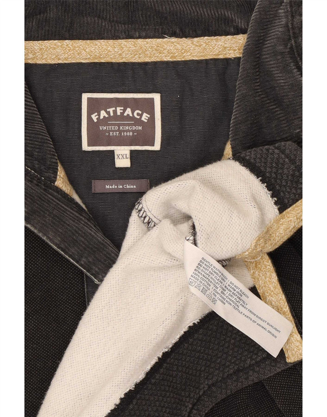 Moletom masculino Fat Face com zíper e pescoço 2XL algodão cinza