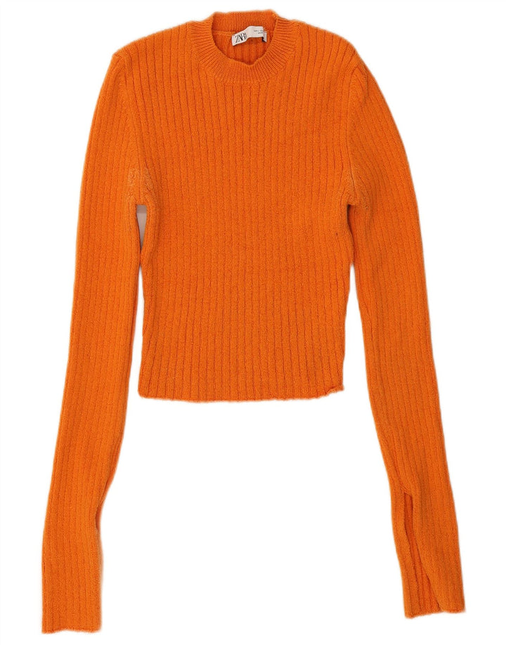 Zara Womens Crop Top UK 14 Grande Laranja