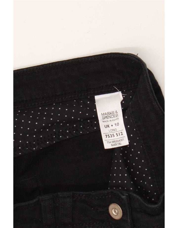 Calça jeans feminina Marks & Spencer longa bootcut Reino Unido 10 pequena W28 L33 algodão preto