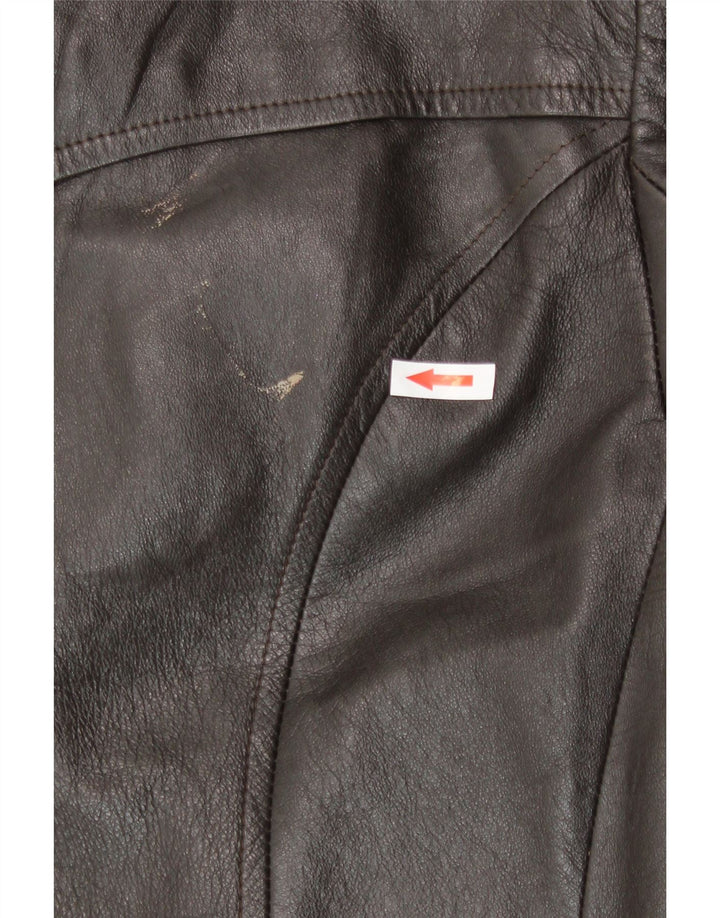 Casaco impermeável feminino vintage de couro Reino Unido 14 marrom médio