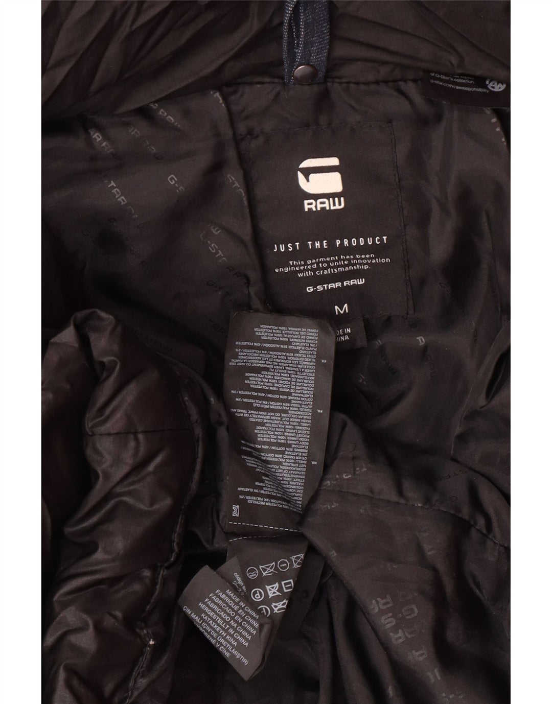 Casaco acolchoado com capuz feminino G-STAR UK 14 poliéster preto médio