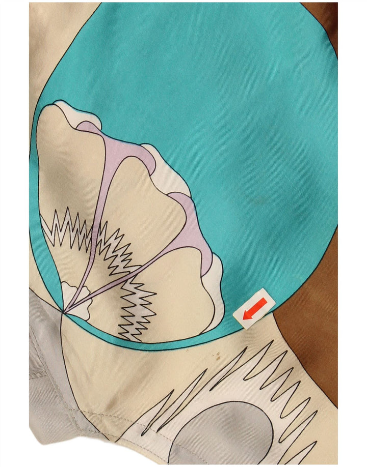 Blusa feminina VINTAGE com padrão abstrato Reino Unido 14 médio multicolorido