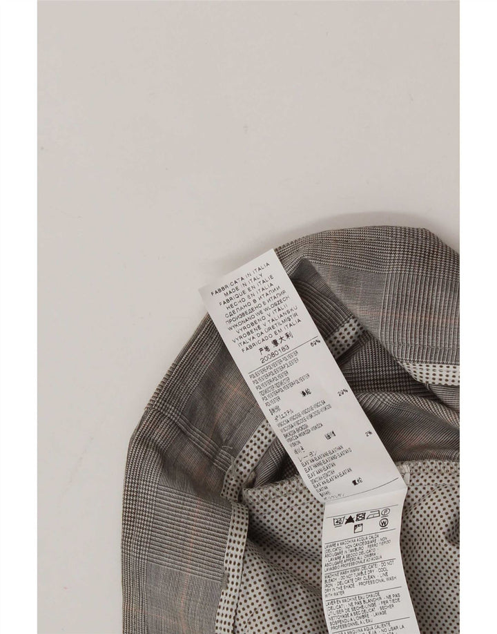 Calça feminina Sisley Slim Suit IT 42 Médio W30 L33 Poliéster xadrez cinza