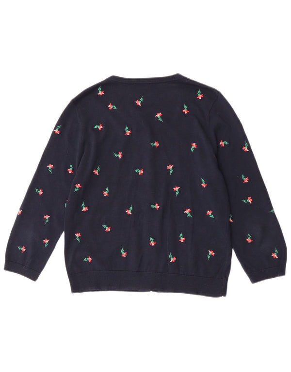 Suéter cardigã feminino Laura Ashley Reino Unido 12 médio azul marinho floral