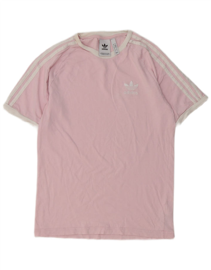 Adidas Mens T-Shirt Top Pequeno Algodão Rosa