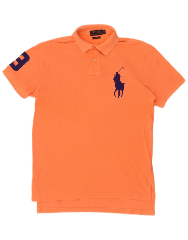 Polo Ralph Lauren Mens Custom Fit Camisa Pequena Laranja Algodão