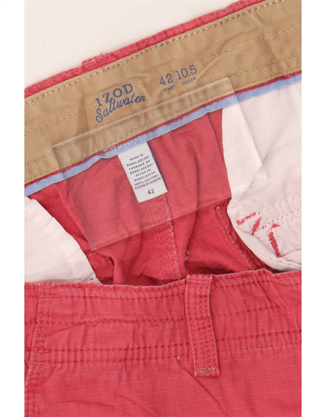 Shorts cargo masculino IZOD água salgada W42 2XL algodão xadrez rosa
